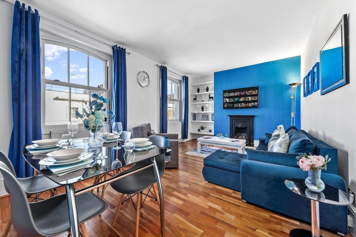 Balcony Blue Theme 1 Bedroom Central London Luxury Flat Near Hyde Park! Accommodates Up To 6! Double Sofa Bed And Next To Station! Exterior foto
